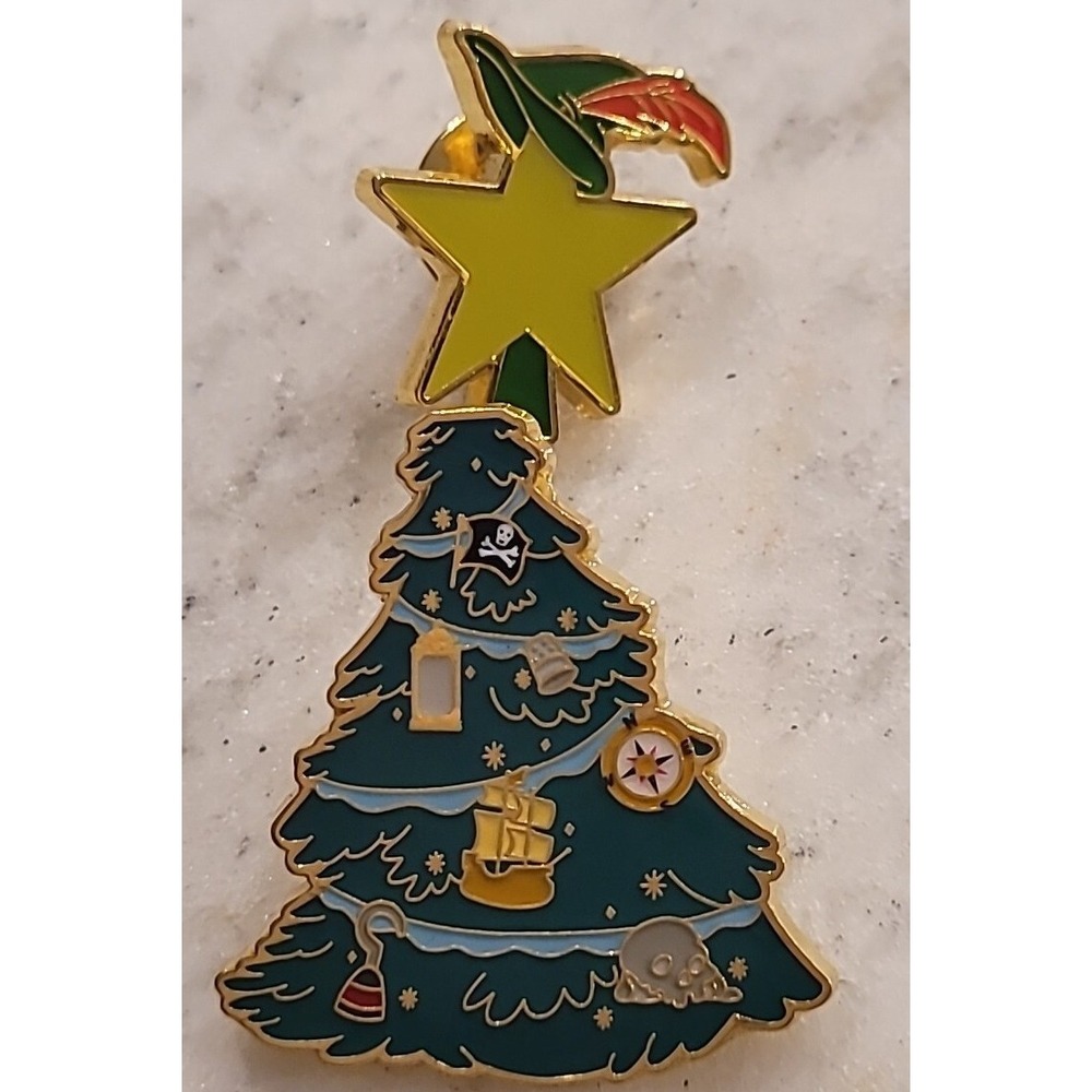 Disney Peter Pan Christmas Tree & Star Loungefly Enamel Pin Set